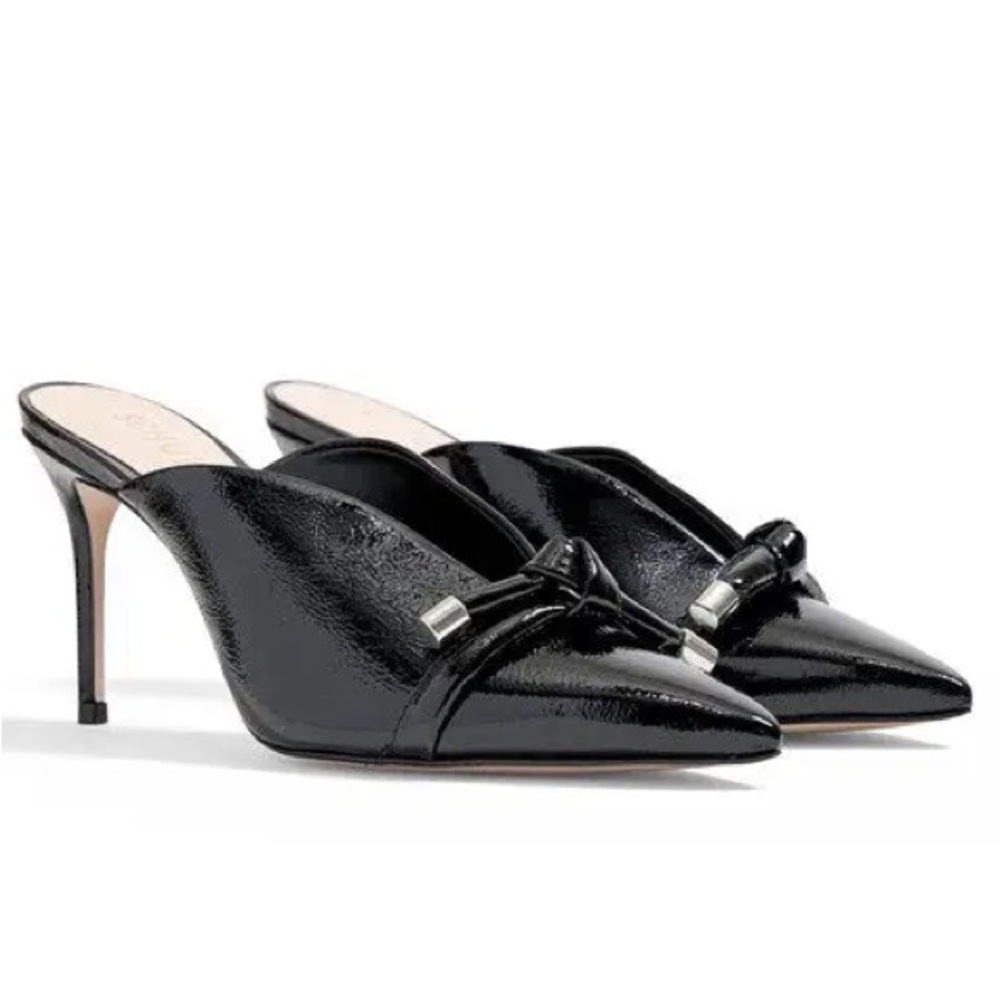 Anthropologie SCHUTZ Tanya Patent Leather Mule In Black Patent Leather